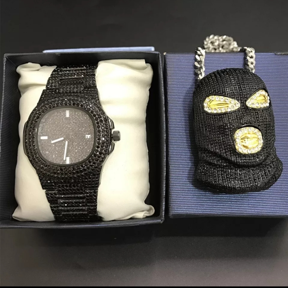 Black 🖤 & Gold Watch n Masked Face💛